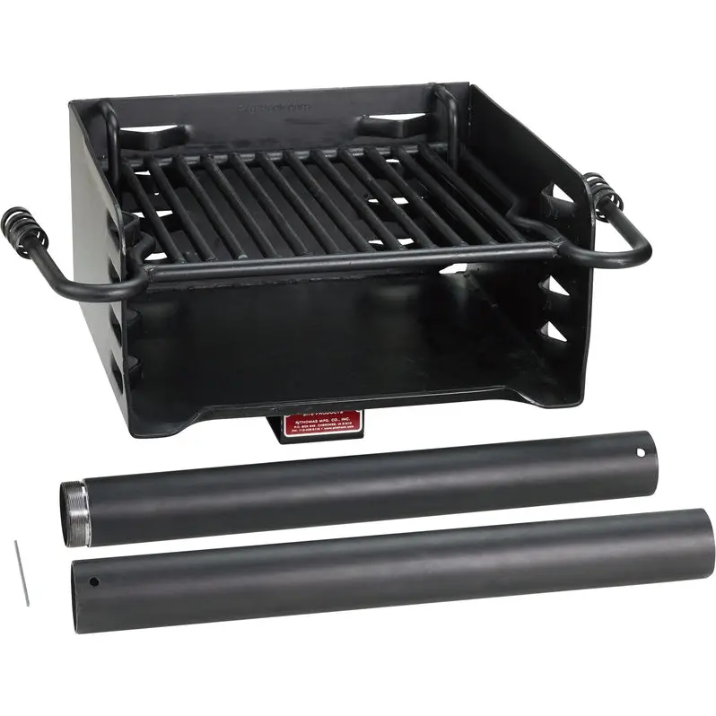 Pilot Rock Park-Style Outdoor Charcoal BBQ Grill with Steel Post Mount – Black