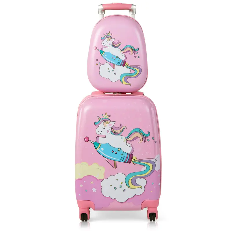 Pink Kids’ Carry-On Luggage Set: 12" and 18" Spinner Suitcases