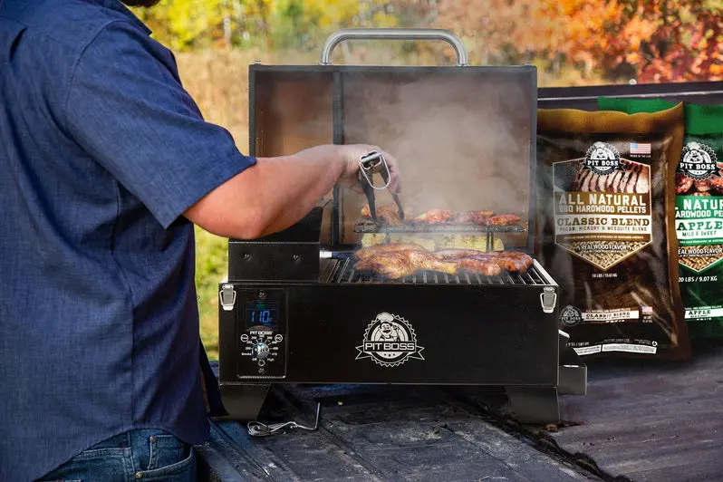 Pit Boss Tabletop Pellet Grill – Portable Copper-Finish Smoker & Grill Combo