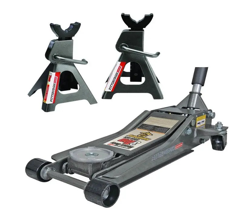 Pittsburg 3-Ton Low-Profile Floor Jack + Dual Jack Stands – Rapid Pump Quick-Lift System