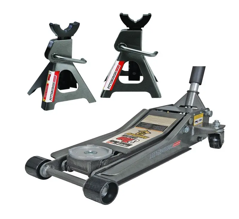 Pittsburg 3-Ton Low-Profile Floor Jack + Stands Set — Rapid Pump Quick-Lift Design (2025 Model)