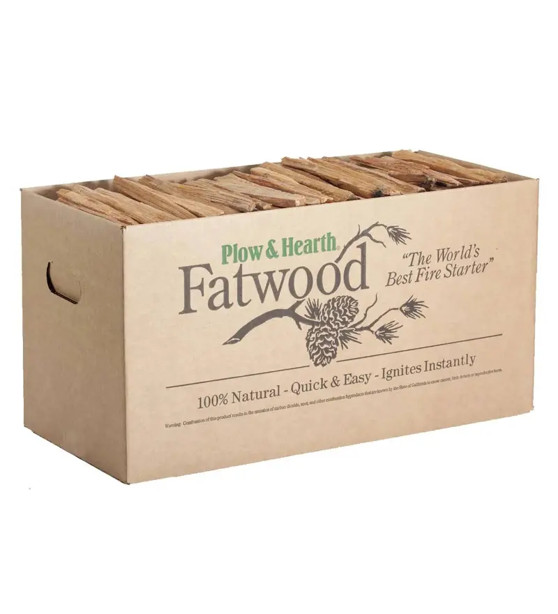 Plow & Hearth Fatwood Fire Starter Bundle – 35 lb Box, Blacks & Grays