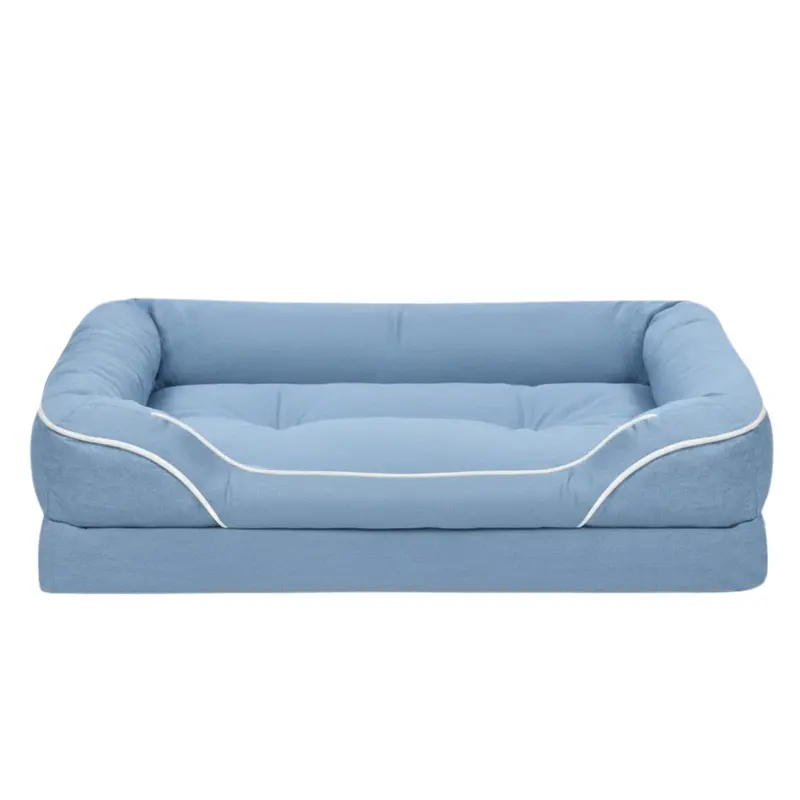 Plush Bolstered Pet Bed with Non-Slip Base and Removable Cover