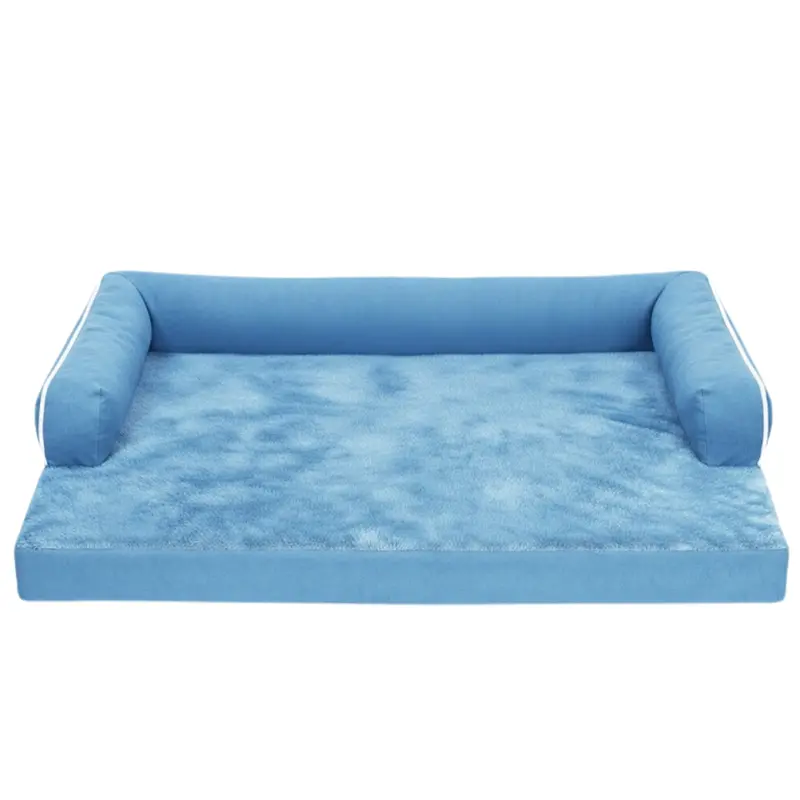 Plush Large Memory Foam Dog Bed with Reinforced Bolsters & Zip-Off Washable Cover