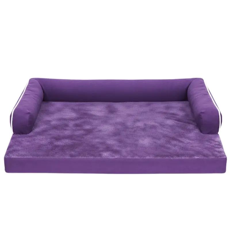 Plush Large Memory Foam Dog Bed with Reinforced Bolsters & Zip-Off Washable Cover