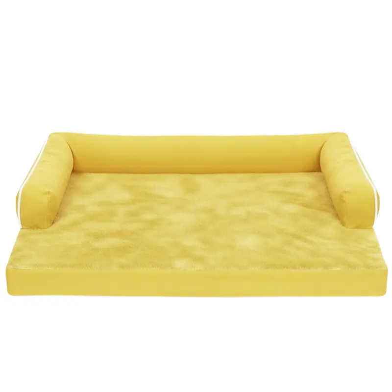 Plush Large Memory Foam Dog Bed with Reinforced Bolsters & Zip-Off Washable Cover
