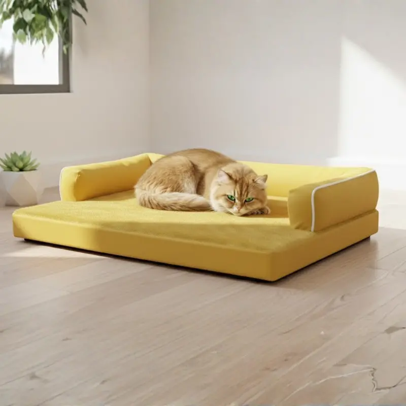 Plush Large Memory Foam Dog Bed with Reinforced Bolsters & Zip-Off Washable Cover