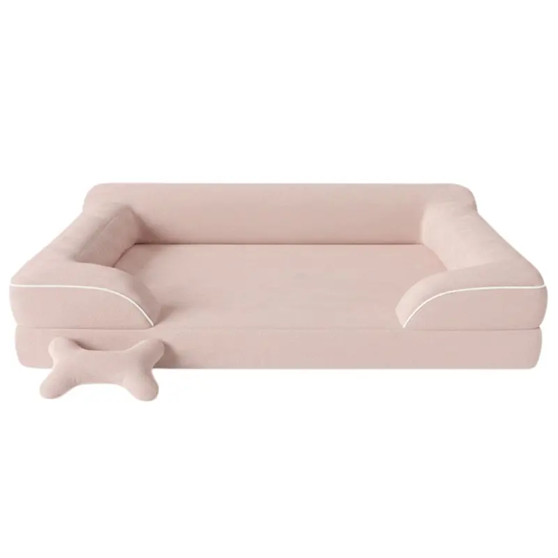 Plush Sofa-Style Pet Bed with Memory Foam Core and Machine-Washable Cover 5