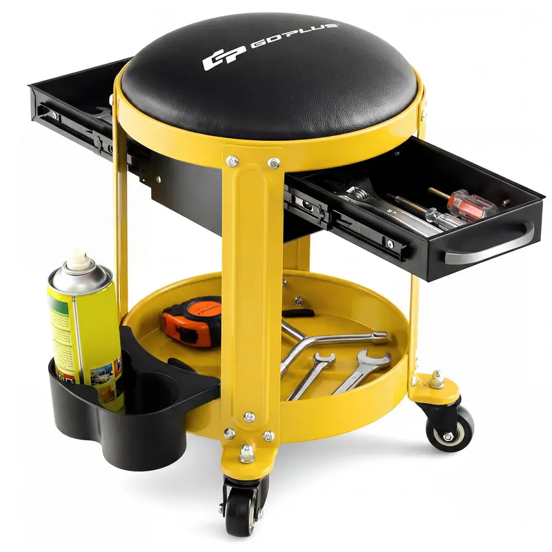 Pneumatic Rolling Mechanic Stool – Low-Profile Creeper Seat with Removable Cushioned Pad