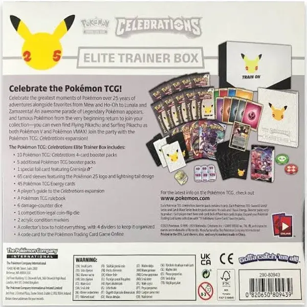 Pokémon Celebrations Elite Trainer Box – Includes Foil Greninja Card, Sleeves, Energy Cards & 10 Boosters