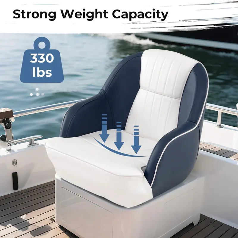 Pontoon Boat Seat – Ergonomic Captains Chair with Thick Cushioning for Marine Use