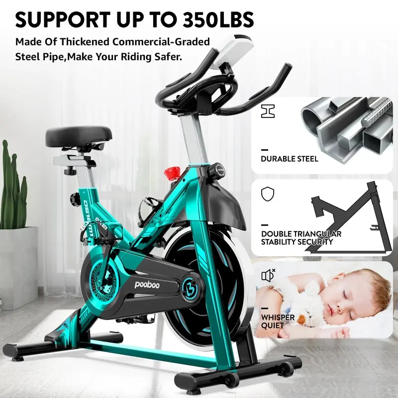Pooboo Magnetic Indoor Cycling Bike – 350 lb Weight Capacity, 40 lb Flywheel, Home Cardio Machine