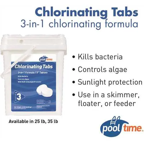 Pool Time 35 lb Chlorinating Tablets – Slow-Dissolving Sanitizer for Residential Pools