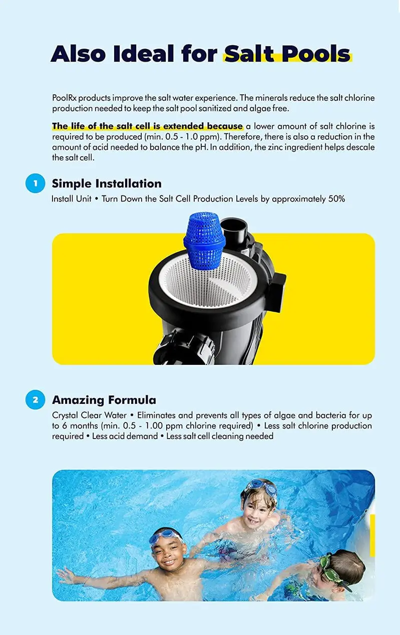 PoolRx Algaecide Units – 4-Pack Black Model for 20K–30K Gallon Pools, Copper-Based Treatment
