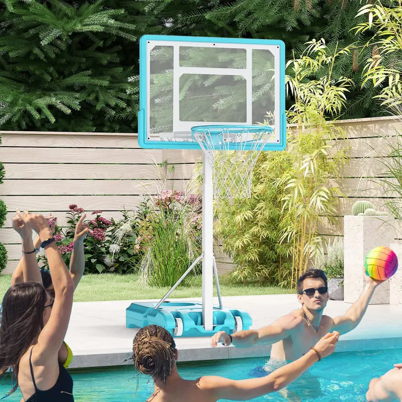 Poolside Adjustable Basketball Hoop – 3.1 to 4.1 FT Height, 32" Shatterproof Backboard