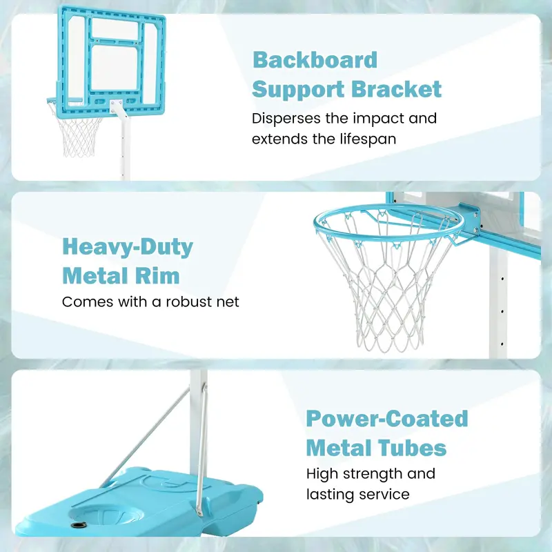 Poolside Adjustable Basketball Hoop – 3.1 to 4.1 FT Height, 32" Shatterproof Backboard