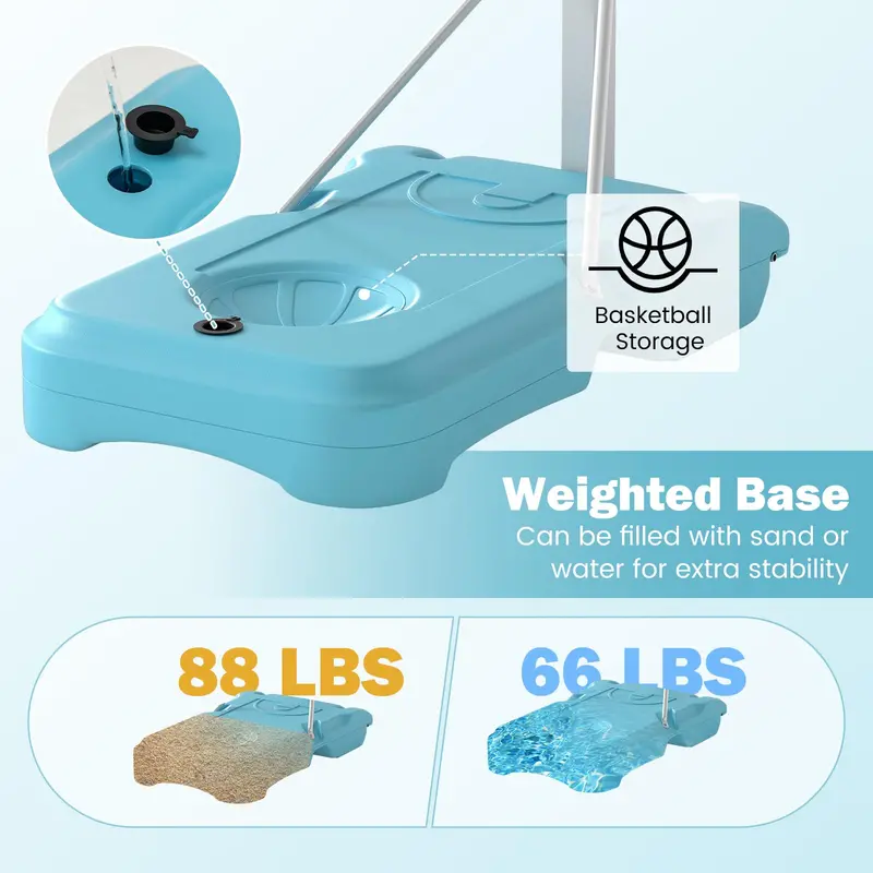 Poolside Adjustable Basketball Hoop – 3.1 to 4.1 FT Height, 32" Shatterproof Backboard