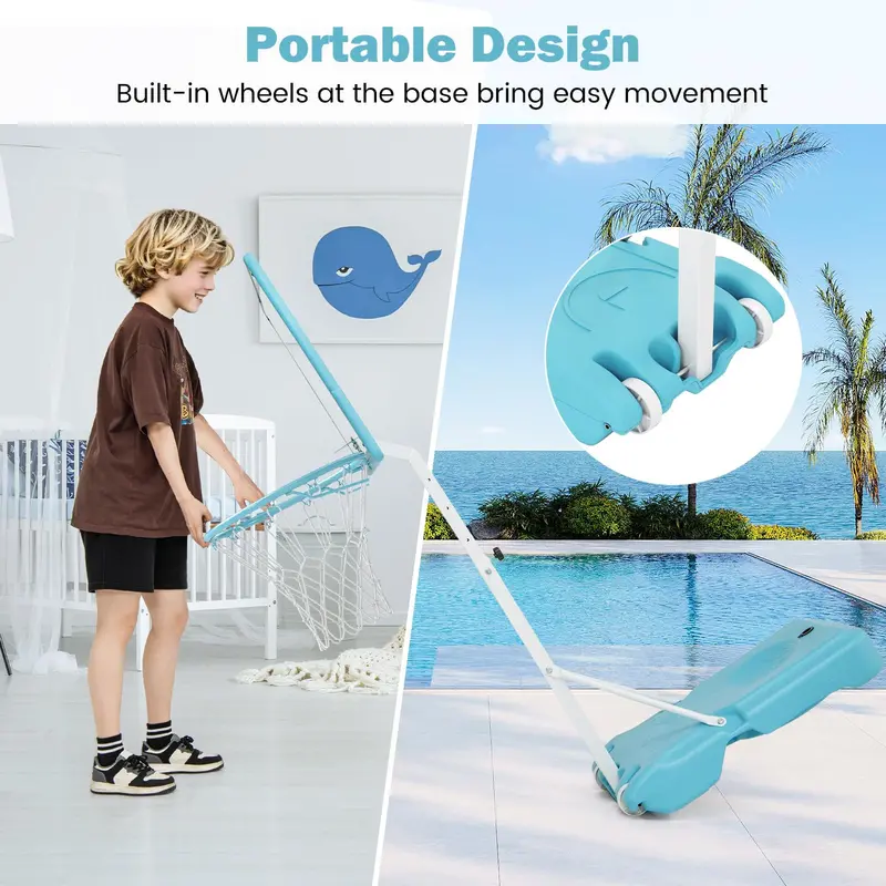 Poolside Adjustable Basketball Hoop – 3.1 to 4.1 FT Height, 32" Shatterproof Backboard