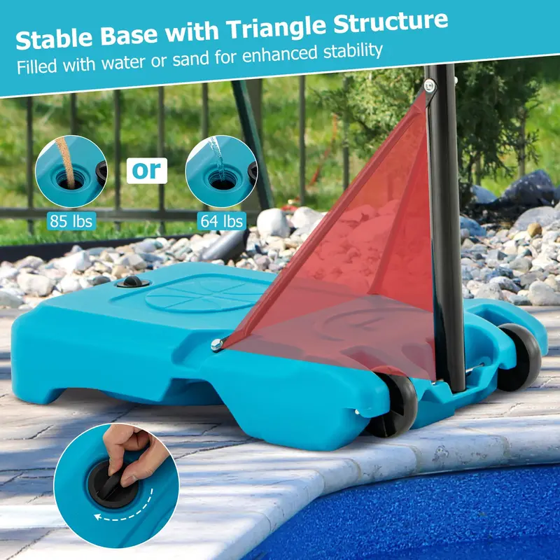 Poolside Outdoor Basketball Hoop with 3.8–4.4 FT Height Adjustment
