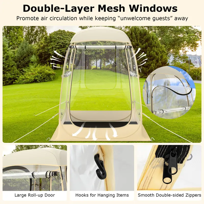 Pop-Up Sports Tent – 4.2 ft x 4.2 ft Weather-Resistant Pod for 1–2 People with Carry Bag & Floor Mat 2