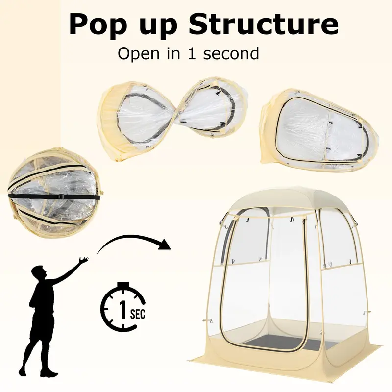 Pop-Up Sports Tent – 4.2 ft x 4.2 ft Weather-Resistant Pod for 1–2 People with Carry Bag & Floor Mat