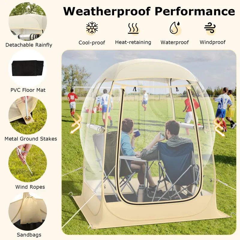 Pop-Up Sports Tent – 4.2 ft x 4.2 ft Weather-Resistant Pod for 1–2 People with Carry Bag & Floor Mat