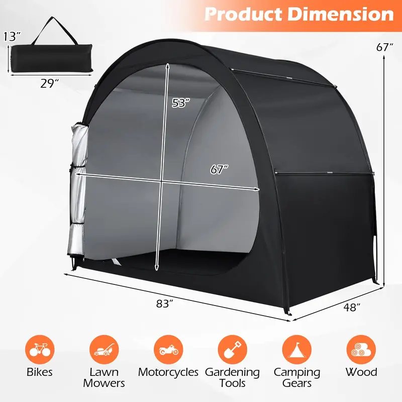 Portable 6.9 ft x 4 ft Foldable Bike Storage Tent with Ventilation