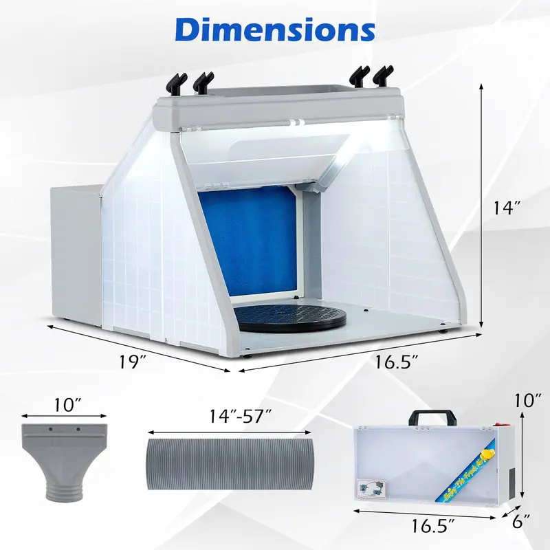 Portable Airbrush Spray Booth Kit – Lighted Painting Station with Three LED Lights