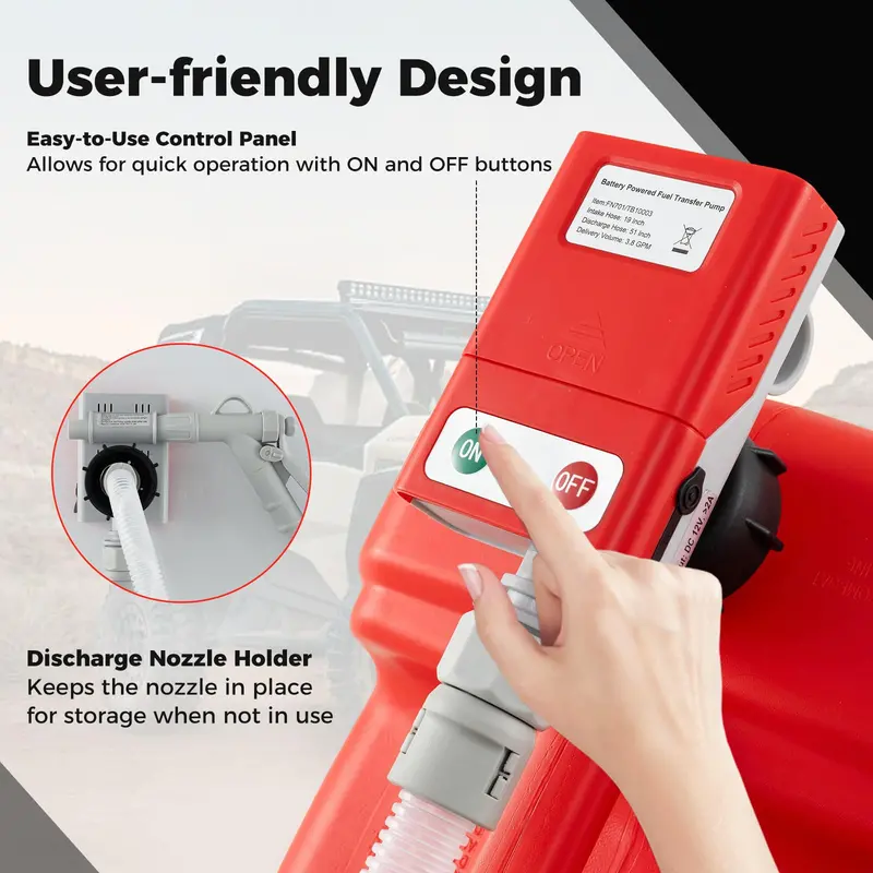 Portable Battery-Powered Fuel Transfer Pump – Adjustable Flow Rate & Nozzle 2