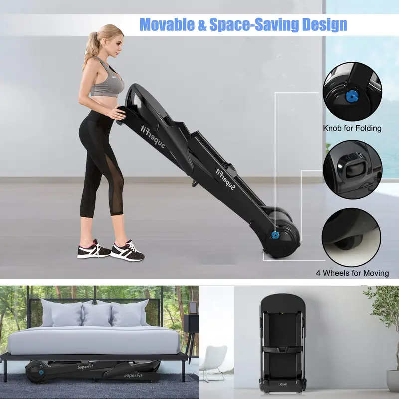 Portable Folding Electric Treadmill – Compact Superfit Treadmill for Small Spaces