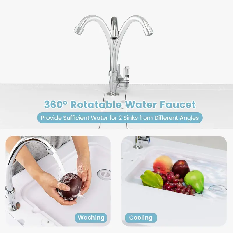 Portable Folding Fish Cleaning Station with Dual Stainless Steel Basins