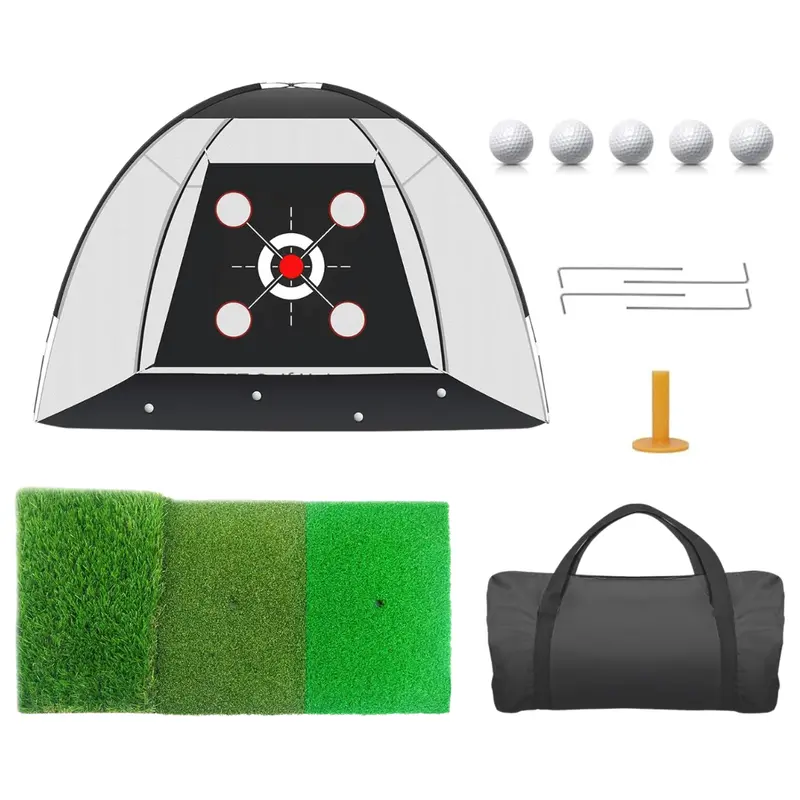 Portable Golf Practice Net (10' x 7') with Target Mat, Balls & Carry Bag