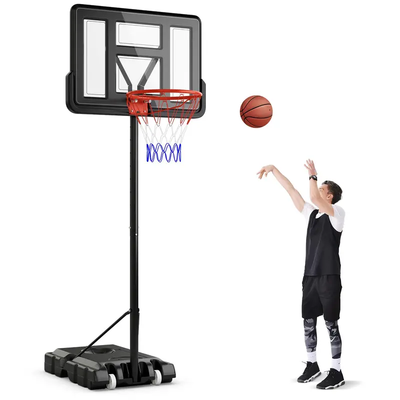 Portable Height-Adjustable Basketball Hoop – 10-Foot Goal with 44-Inch Shatterproof Backboard