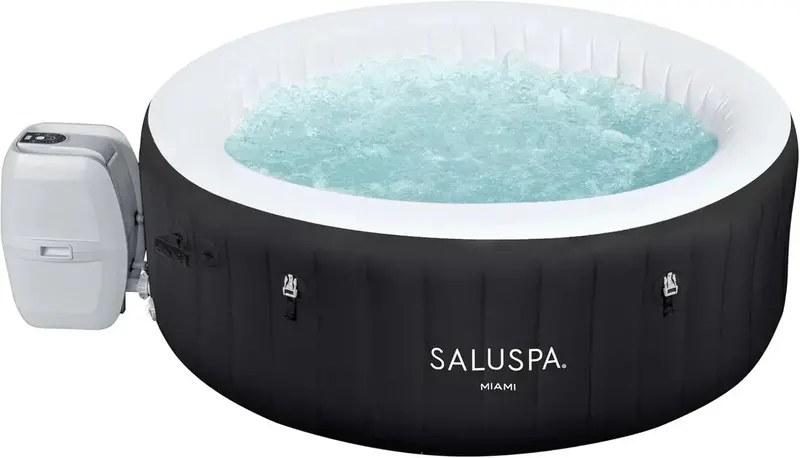 Portable Inflatable Hot Tub Spa – 71" x 26", Dual-Cover Design (Thermal + Standard), 2–4 Person Capacity, Black