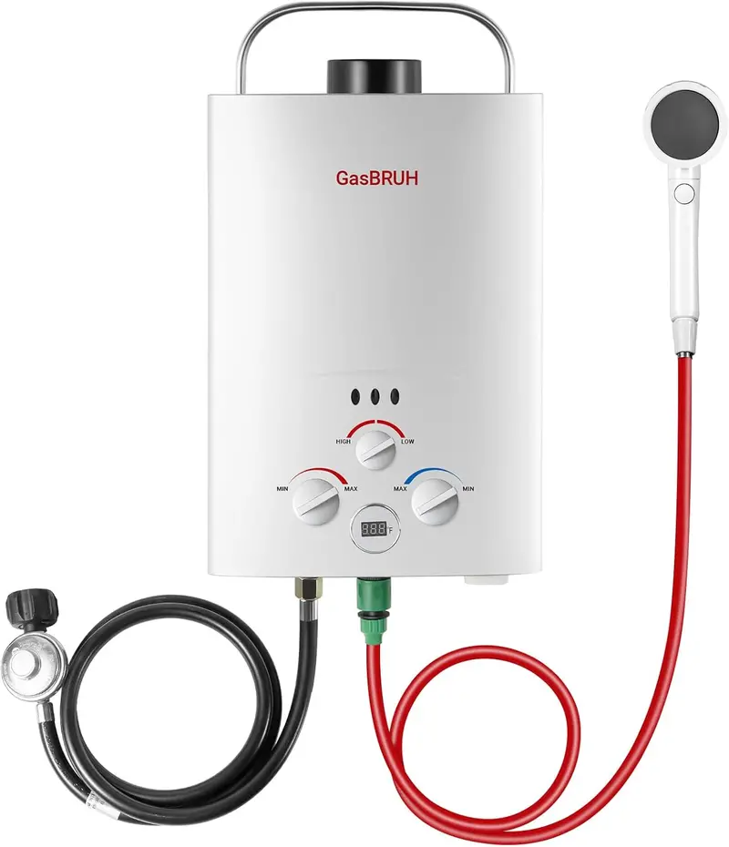 Portable Propane Tankless Water Heater – 1.58 GPM Outdoor/RV Unit with Overheat Protection & Indoor Compatibility