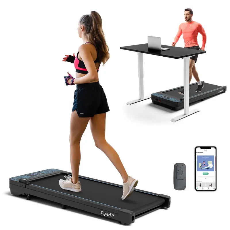 Portable Under-Desk Walking Pad – 300 LB Capacity Treadmill with LED Display, Remote & App Connectivity, Compact for Home or Office