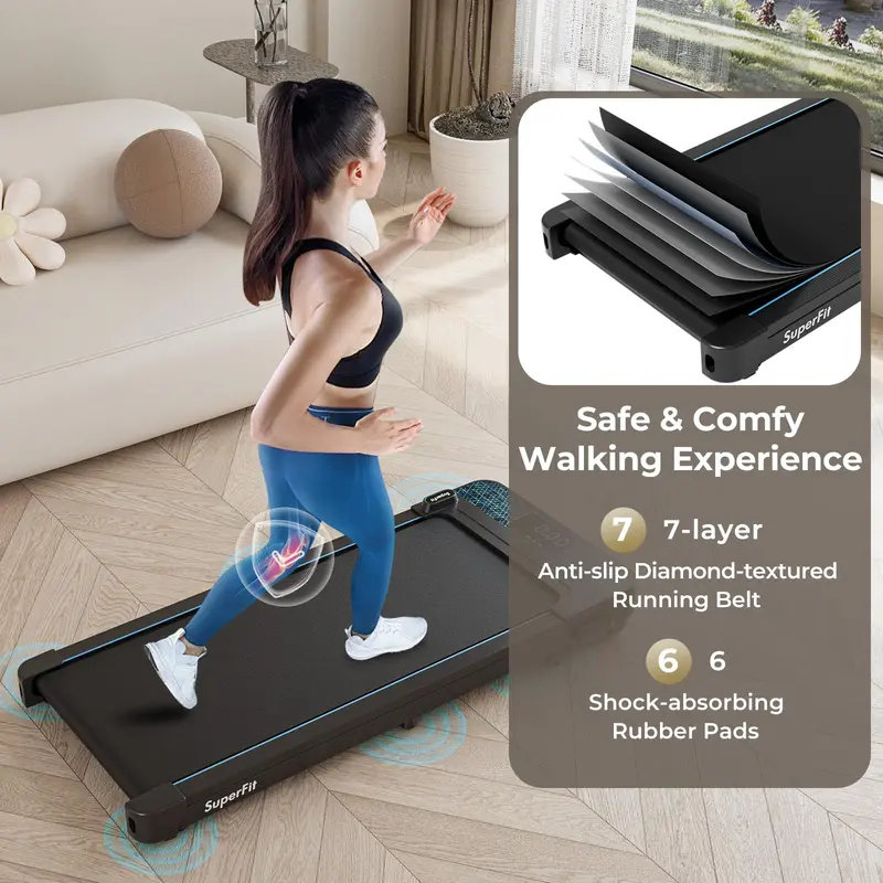 Portable Under-Desk Walking Pad – 300 LB Capacity Treadmill with LED Display, Remote & App Connectivity, Compact for Home or Office