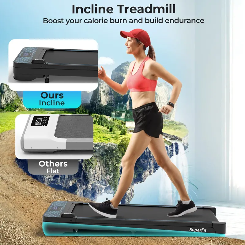 Portable Under-Desk Walking Pad – 300 LB Capacity Treadmill with LED Display, Remote & App Connectivity, Compact for Home or Office