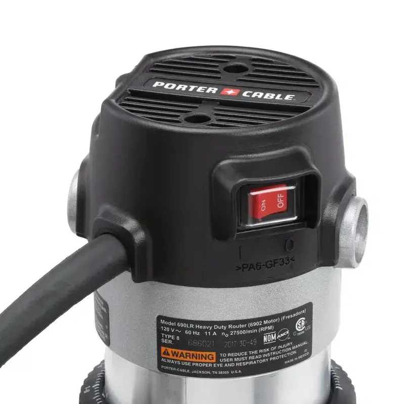 PORTER-CABLE 11-Amp Fixed-Base Router – Precision Woodworking Tool with Depth Adjustment