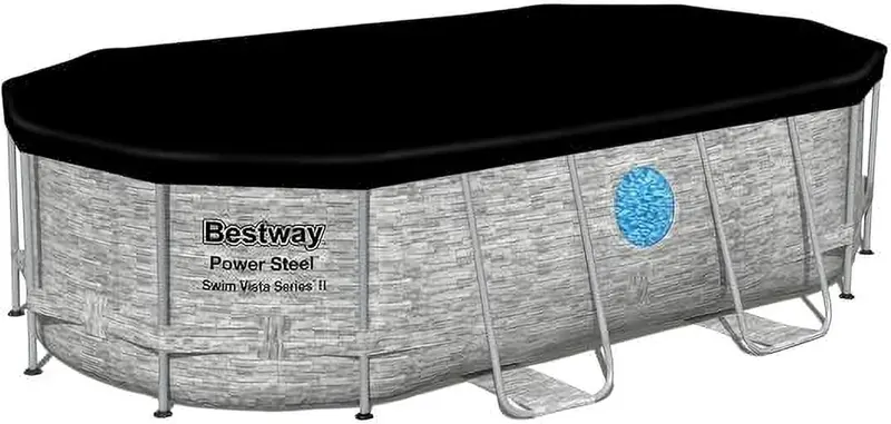 Power Steel Swim Vista II Above-Ground Pool – 14' x 8'2" x 39.5" Outdoor Swimming Set with Filter Pump, Ladder & Cover