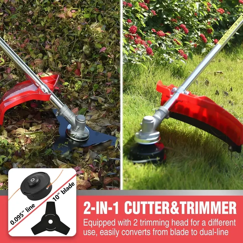PowerSmart 31cc 4-Cycle Gas String Trimmer – Straight Shaft, 15 lb, Weed & Brush Cutter