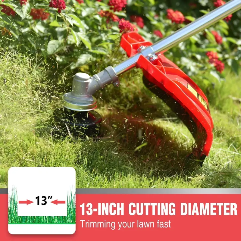 PowerSmart 31cc 4-Cycle Gas String Trimmer – Straight Shaft, 15 lb, Weed & Brush Cutter