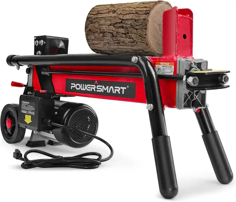 PowerSmart 7-Ton Electric Log Splitter – 15-Amp Motor, Horizontal Full-Beam Design, Steel Wedge