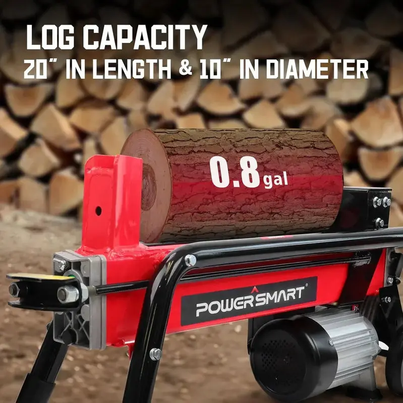 PowerSmart 7-Ton Electric Log Splitter – 15-Amp Motor, Horizontal Full-Beam Design, Steel Wedge