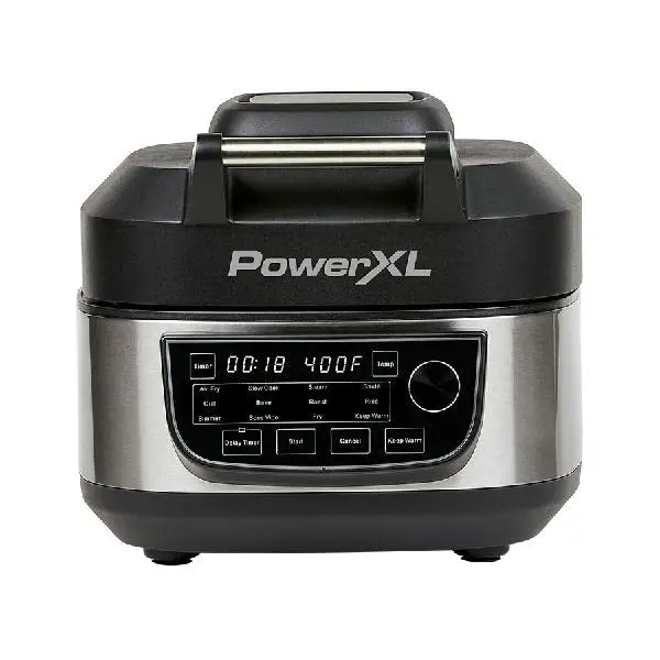 PowerXL Grill & Air Fryer Combo Plus – 12-in-1 Indoor Cooker, 1550W, Stainless Steel Housing