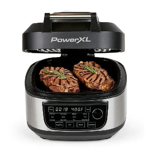 PowerXL Grill & Air Fryer Combo Plus – 12-in-1 Indoor Cooker, 1550W, Stainless Steel Housing