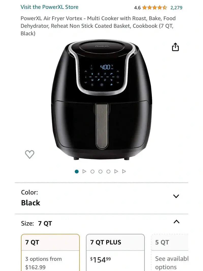PowerXL Vortex Air Fryer Multi-Cooker – Roast, Bake, Dehydrate & Reheat with Non-Stick Basket