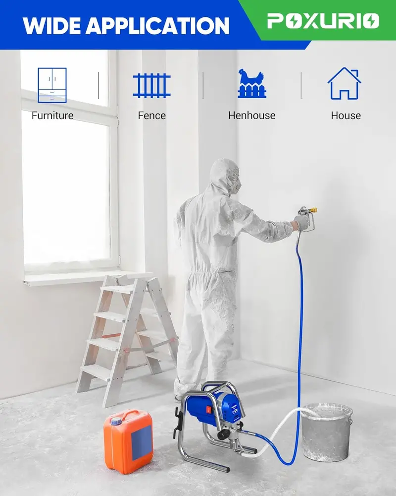 POXURIO 1200W Airless Paint Sprayer – 3300 PSI High-Pressure Electric Unit for Smooth, Professional Coating