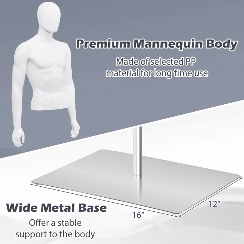 PP Torso Mannequin for Tailoring — Lightweight Male Model Display Stand