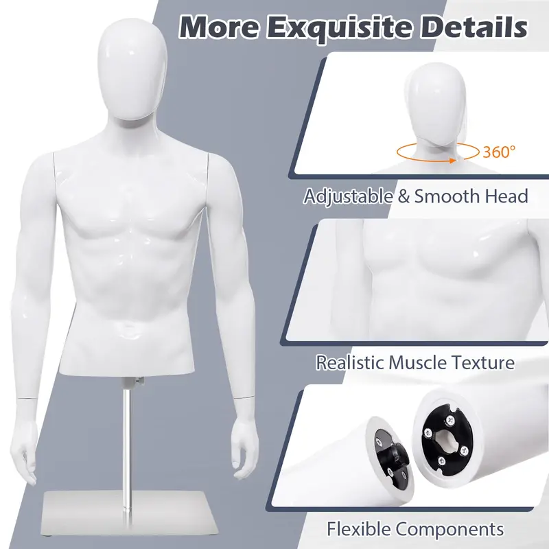PP Torso Mannequin for Tailoring — Lightweight Male Model Display Stand